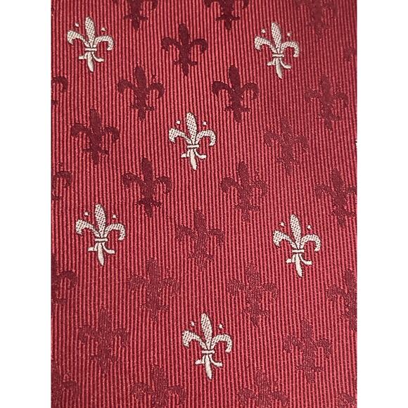 Firenze Red Gray 100% Silk Men’s Neck Tie - Picture 9 of 9